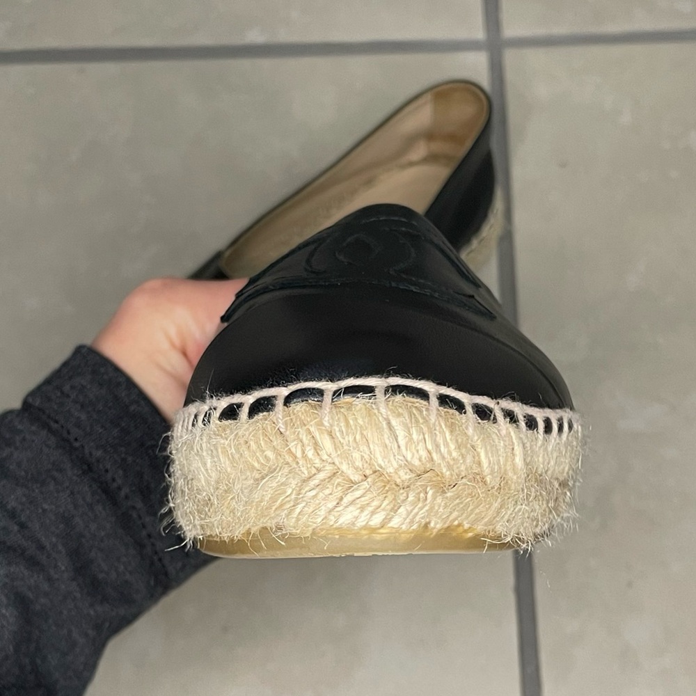 Chanel Black Leather Espadrilles Size 37 G29762 - Picture 6 of 16